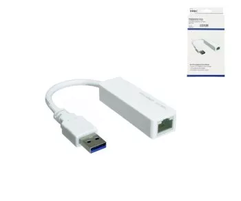 USB adapteris į Gbit LAN MAC ir PC, USB 3.0 (2.0) A kištukas į RJ45 lizdą, baltos spalvos, DINIC dėžutė